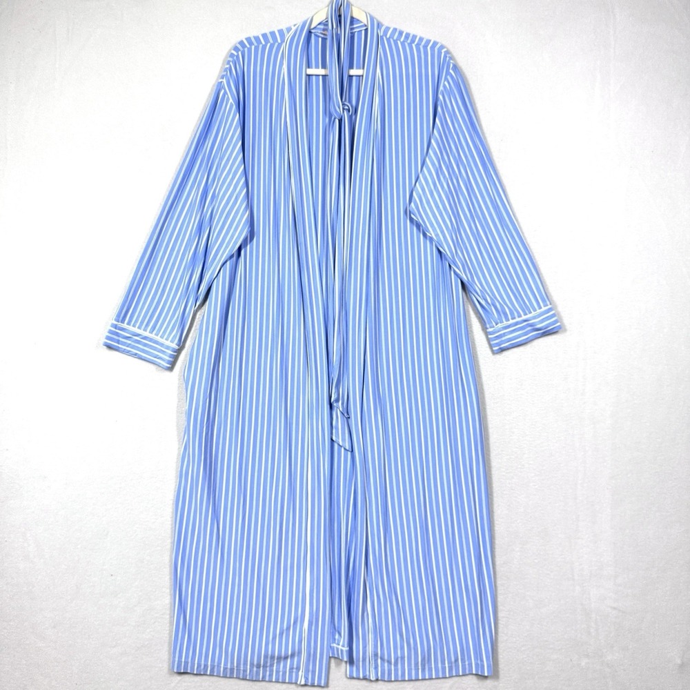 Eberjey Robe Womens‎ Small Gisele Printed Tencel Modal Long Blue White Striped